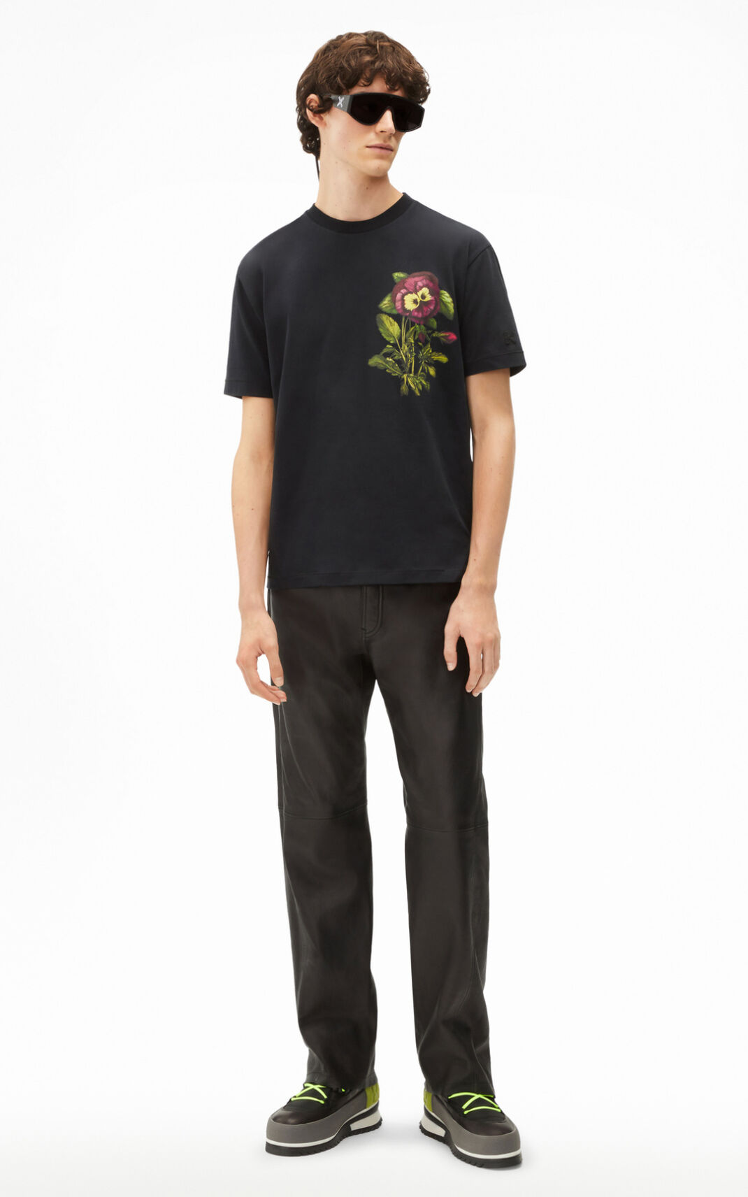 T Shirt Kenzo Pansy casual Homme Noir | IMKG-98170